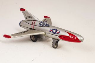 Marx Toys Japan Tin Friction Sv - 3 Usaf F6200 Jet Airplane Action Toy 50 