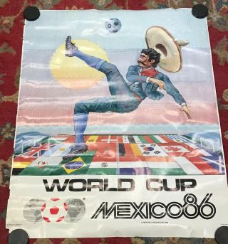 Vintage Rare Mexico Soccer World Cup 1986 Football Futbol Poster