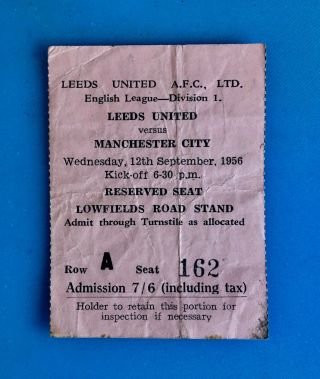 Rare 1956 F.  A.  English League Division 1 Football Ticket