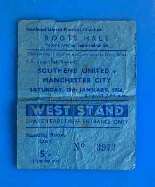 Rare 1956 F.  A.  Cup 4th Round Football Ticket