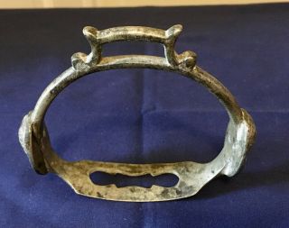 Antique Single Ornamental Horse Stirrup Nickel Or White Brass? Military Fancy