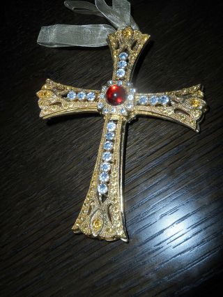 Bombay Co.  Vintage Christmas Tree Ornament Rare Cross Gems Large