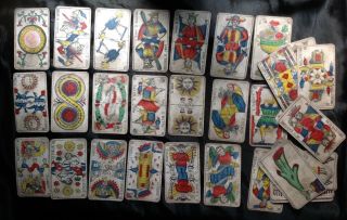 Rare Antique C1906 Italian Bari Murari Tarot Playing Cards 48/78 Like Marseille