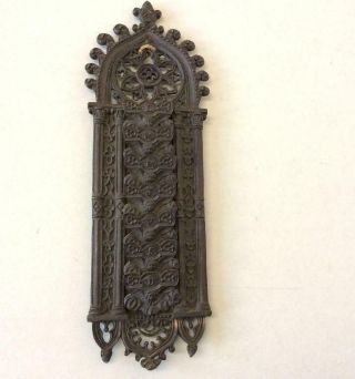 Antique French Bronze Timeworn Wall Letter Rack With Angels Heads & Verdi Gris.