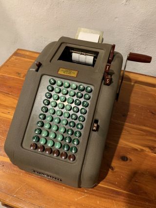 Vintage Antique Smith Corona Hand Crank Calculator Adding Machine W/ Dust Cover