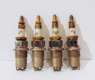 4 Antique V - Ray 7/8 " Extended Spark Plug,  Pre War,  Violet Ray Electrode