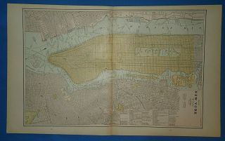 Vintage 1891 York City Map Old Antique Atlas Map 51019