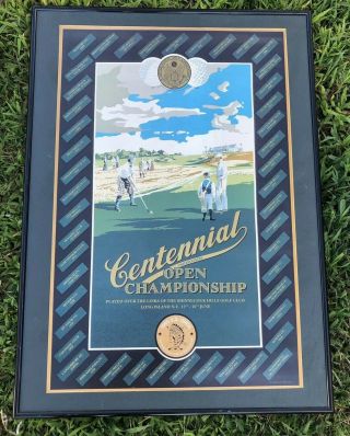 Vtg 1995 Centennial U.  S.  Open Poster/print Shinnecock Hills Golf Ny Man Cave
