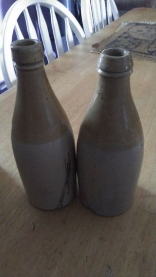 Antique Clay Stoneware Beer Ale Bottle 2 For The Price Of 1 Ale Stoneware