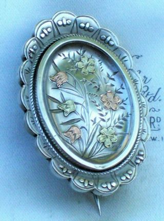 Antique Jewellery Victorian Silver Naturalistic Brooch/pin Lily/forget - Me - Not