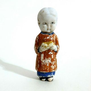 Antique 4 1/2 " Bisque Priest Doll Figurine Japan Handpainted Vintage Mini Small