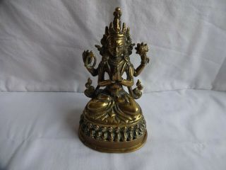 Rare Antique Durga Kali Devi Brass Hindu Goddess Figurine Incense Burner 16 Cm