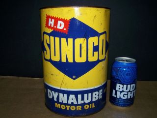 Antique Rare Sunoco Dynalube Motor Oil 5 Quart Tin Oil Can Old Vintage