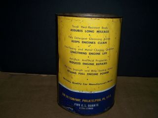 Antique RARE SUNOCO DYNALUBE MOTOR OIL 5 Quart Tin Oil Can old vintage 3