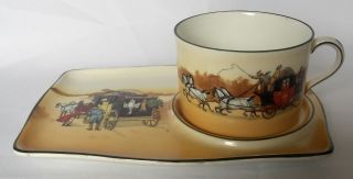 Antique Royal Doulton - Coaching Days - Dessert Plate & Cup Set