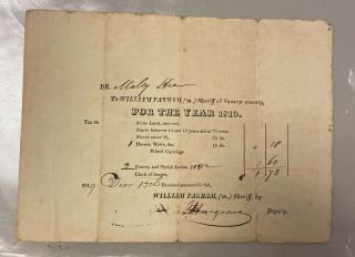 Sussex County 1819 Sheriffs Tax Document For Slaves Rare Find 8.  5” X 6”