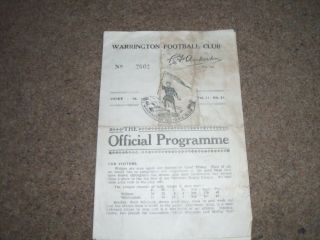 Rare Vintage Pre War Programme Warrington V Widnes 10th April 1936