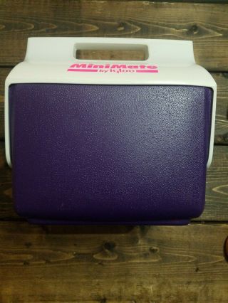 Rare Vintage 80s Mini Mate By Igloo Cooler Retro Hot Pink And Purple Euc