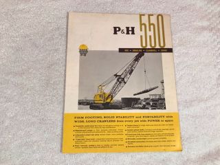 Rare 1968 Harnischfeger P&h 550 Hoe Crane Clamshell Dealer Sales Brochure