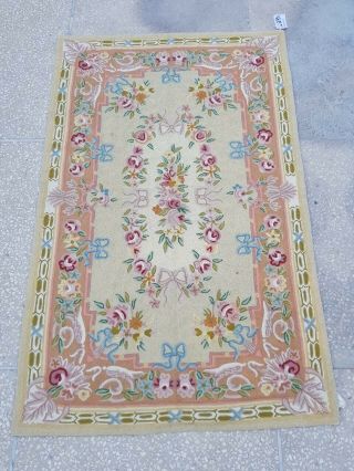 332o - Rare Cross Stitch Tapestry 100 Hand Woven Size: 143.  26 X 64.  31 Cm