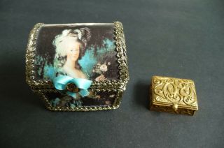 Vtg Made In France Marie Antoinette Jewel Box And Versailles Creme Perfume Box
