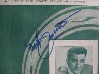 TONY BENNETT - Rare AUTOGRAPHED VINTAGE 1951 SHEET MUSIC - HAND SIGNED By BENNETT 2