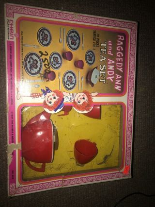 Vintage 1971 Raggedy Ann And Andy Tea Set Chein Playthings
