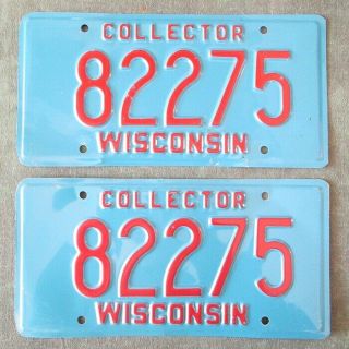 License Plate Pair Wisconsin Collector Antique Pioneer Horseless Carriage 82275