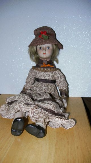 Bisque Porcelain Walda Doll 18 " Painted Face Blonde Prairie 70 - 80 