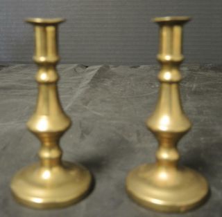 Antique 3 " Tall Brass Candlesticks Fits 3/8 " Diameter Taper