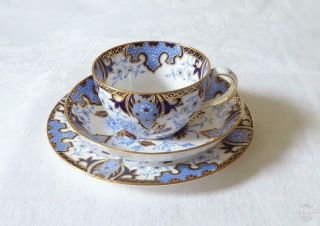 Fine Antique 19th C Painted Porcelain Derby Trio Cup Saucer Side Plate No 2225