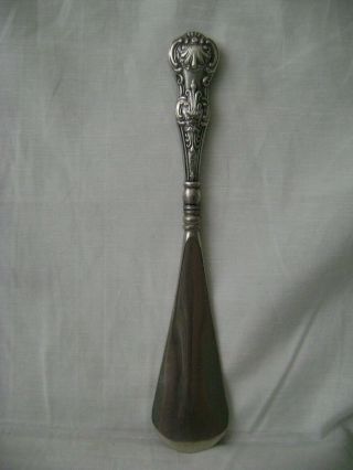 Antique/ Vintage English Sterling Silver & Steel Shoehorn With Hallmarks