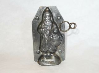 Vintage Antique Chocolate Metal Mold Santa Father Christmas Belsnickle Candy Tin