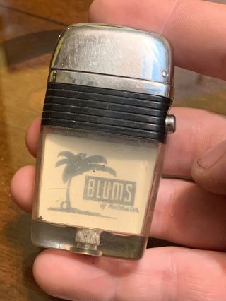 Rare Vintage Scripto Vu Advertising Lighter,  Blum’s Restaurant Bakery Soda 1960