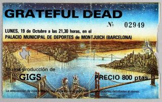Grateful Dead - Mega Rare Vintage Barcelona 1981 Concert Ticket