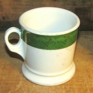 Antique White And Green Porcelain Shaving Mug - Made In Germany - Look