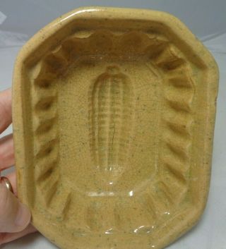 Antique Yellow Ware Food Butter Jello Mold With Fluted Sides And Corn Cob Bottom