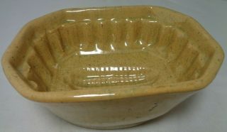 Antique Yellow Ware Food Butter Jello Mold with Fluted Sides and Corn Cob Bottom 2