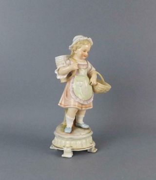 Antique German Porcelain Dresden Young Girl Figurine By Volkstedt