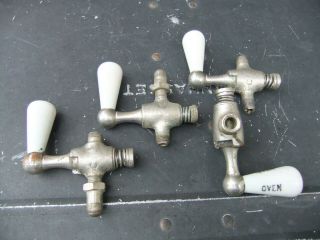 4 Antique Porcelain Handles Gas Stove Oven Shut Off Valves