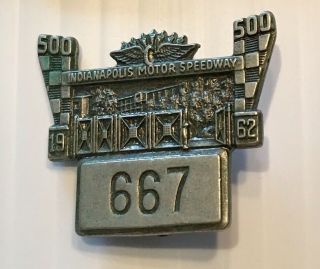 1962 Indy 500 Pit Badge Press Pin Silver Rare Rodger Ward Indianapolis