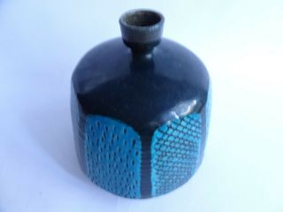 Mid Century Blue Ceramic Six Panel Vase Vintage 1960s 3