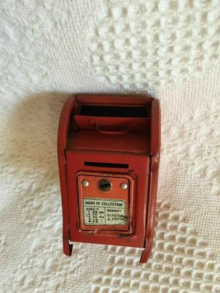 Rare Vintage 4 " Red Tin Us Post Office Mailbox Bank Litho Us Mail Collectible Nr