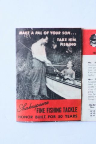Vintage Shakespeare Fishing Reel Leaflet