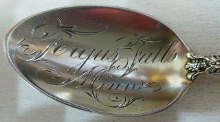 Gorham,  Fergus Falls,  Minn,  Cherub,  Sterling Silver Souvenir Spoon,  34 Grams,  6 "