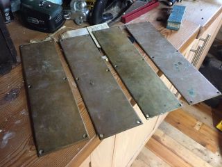 Four Reclaimed Salvage Solid Brass Finger Plates Door Push Classic