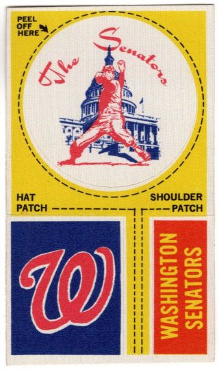 1968 - 72 Fleer Team Logo Cloth Patches Rare Insert Sticker Washington Senators