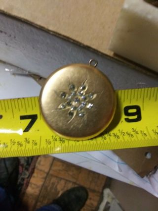 Large Antique Victorian Gold Filled Locket Pendant With Snowflake Design N Paste