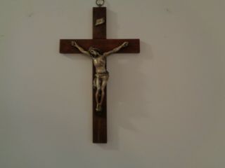 Antique Catholic Large Wall Crucifix 18 " X 10 " Wood & Bronze Jesus Icon Inri