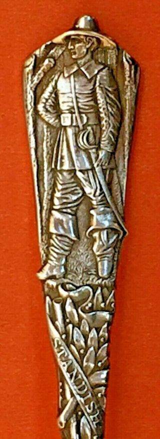 Rare Miles Standish Plymouth Massachusetts Sterling Silver Souvenir Spoon